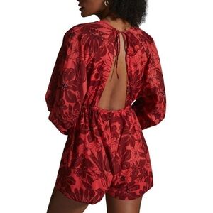 Faithfull the Brand Red Floral Jumpsuit